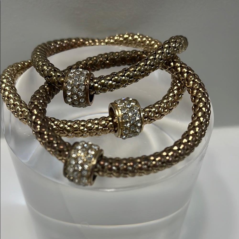 Elegant Gold and crystal stretch Bracelet Set